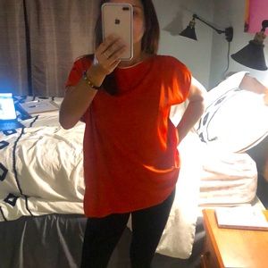 COPY - Silk Red VINCE beautiful boatneck blouse sz Med